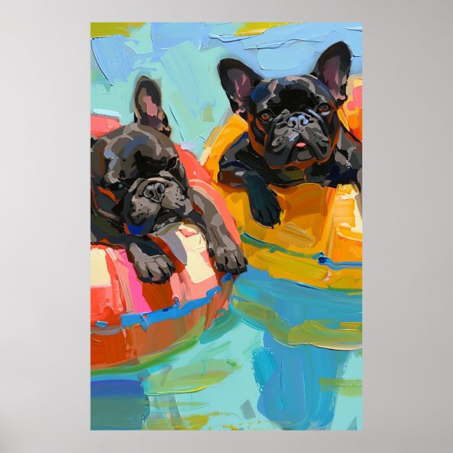 Adorável Poster de Bulldog Francês - Cães Fofos Al (Frente)