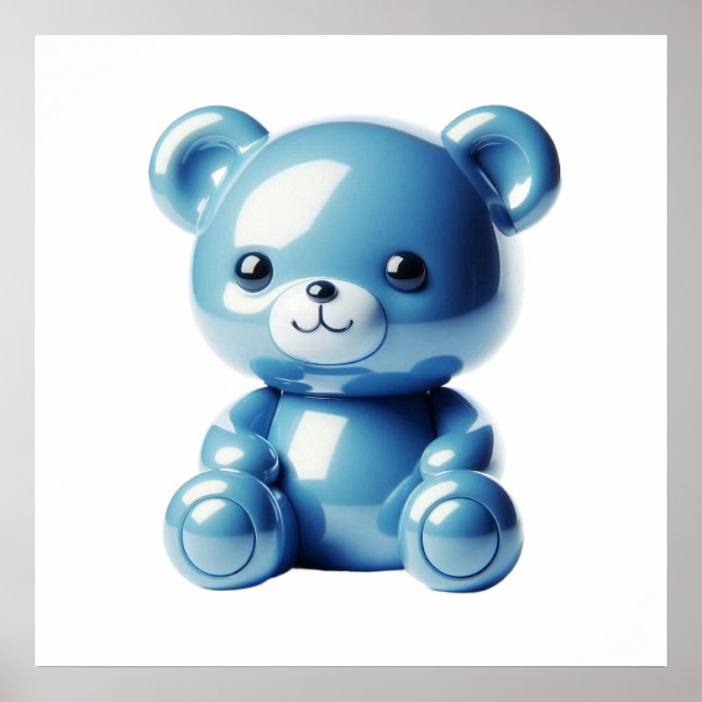 Adorável Poster de Urso Azul para Parede de C Doll (Frente)
