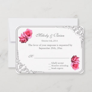 adorável rosa rosa-rosa-rosa-rosa, casamento RSVP