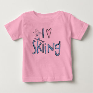 Adorei esquiar crianças camiseta esquiadora boniti