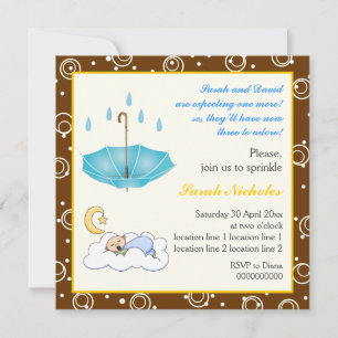 Adormecer, rapaz, aspersar o convite castanho azul