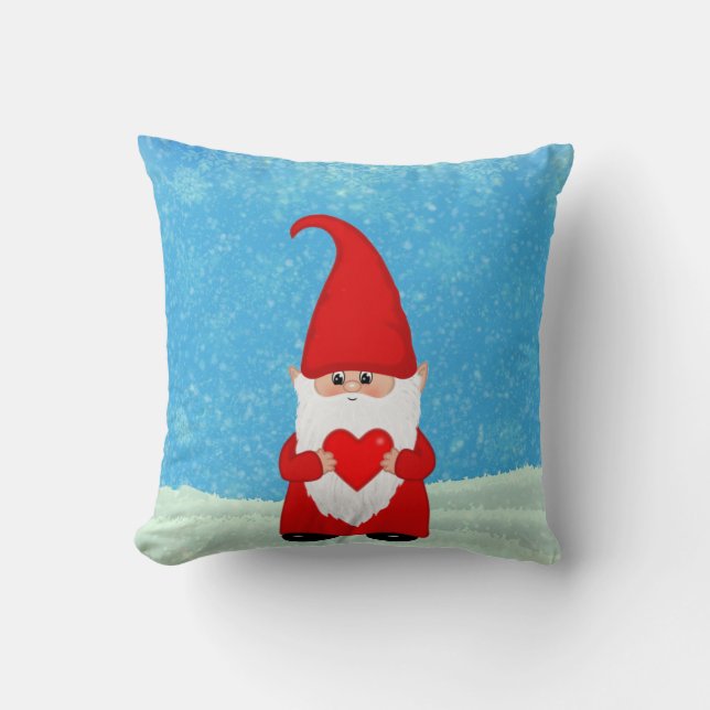 Adormecido Natal Gnomo com Coração Almofada de Arr (Frente)