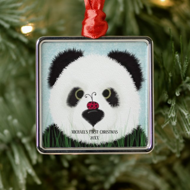 Adornável Enfeite de Metal de Urso Panda (Árvore)