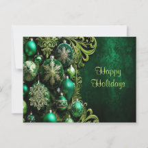 Adornos Decorativos Verdes Cartão de Boas Festas