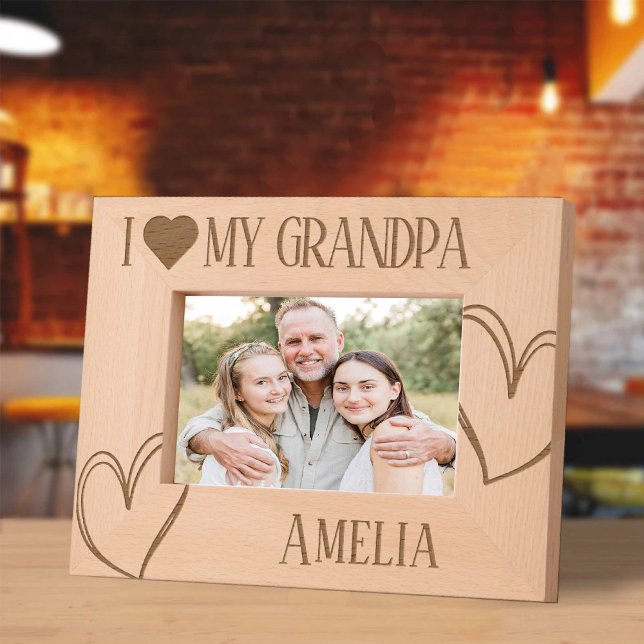 Adoro a imagem do meu avô de aniversário (I Love my Grandpa Birthday picture frame Engraved Frames)