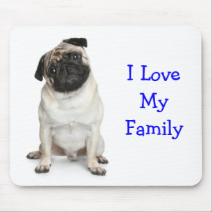 Adoro A Minha Família Pug Mousepad