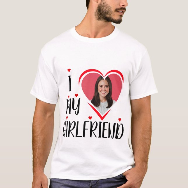 Adoro a minha Namorada - personalize a T-Shirt fot (Frente)