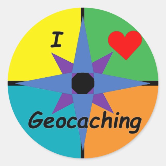 Adoro adesivo de Geocaching (Grande) (Frente)