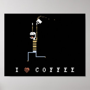 Adoro Cafeína Cafeine Cara Pixel Art Poster