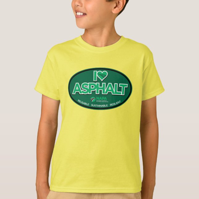 Adoro Camiseta Asfalto Crianças - Amarelo (Frente)