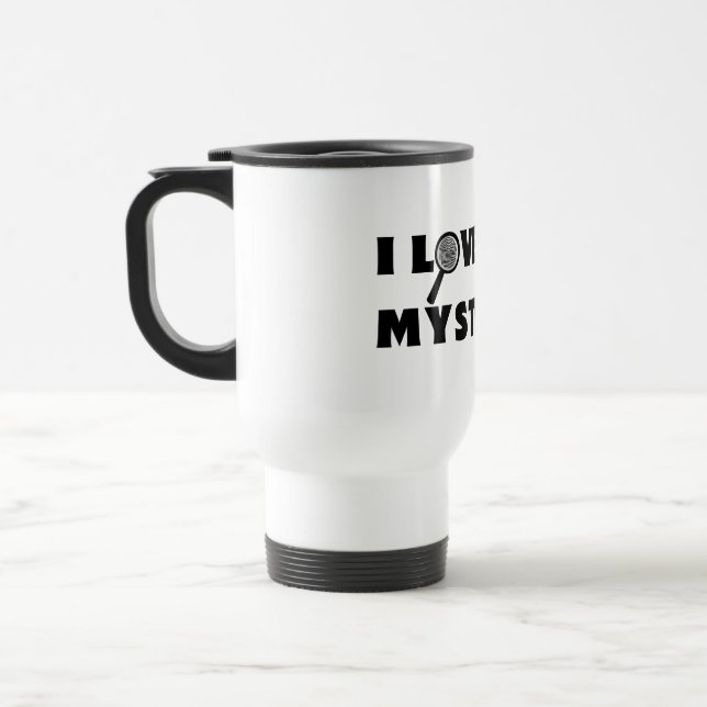 Adoro Caneca de viagem de Mistérios Cozy em Branco (Esquerda)