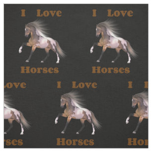 Adoro Cavalos - Tecido de Cavalo de Pintura