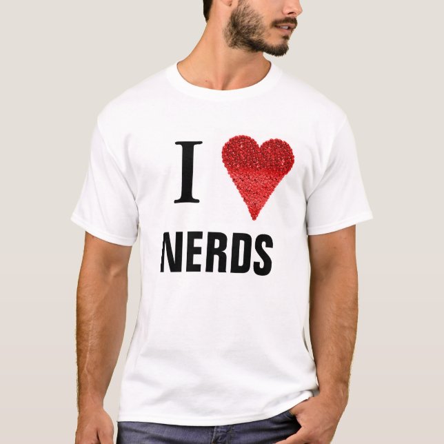Adoro Nerd de T-Shirt Vermelho (Frente)