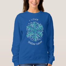 Adoro Neve Dias Azul Floco de Neve T-Shirt