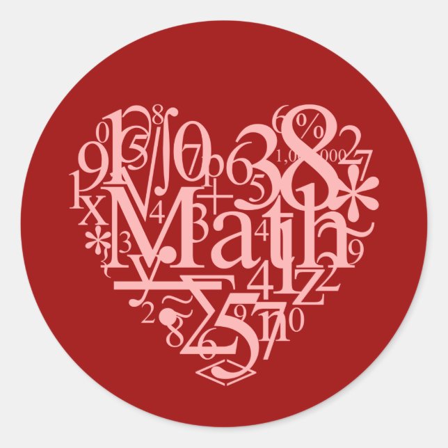 Adoro o adesivo de matemática (Frente)