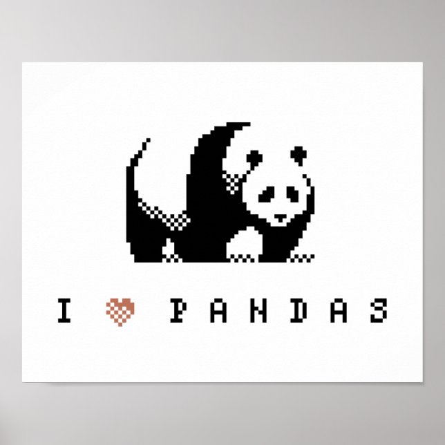 Adoro Pandas Pixel Art Poster (Frente)