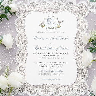 Adoro Pássaros "R" Monograma Convite para Casament
