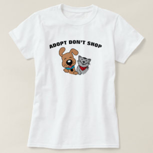 Adotar Não Comprar Camiseta de Gato de Cão