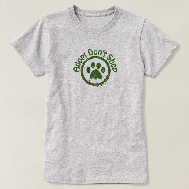 Adotar Não Comprar T-Shirt de Salvamento de Cão (Frente do Design)