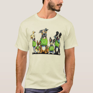 Adote cães que do abrigo as camisetas verdes
