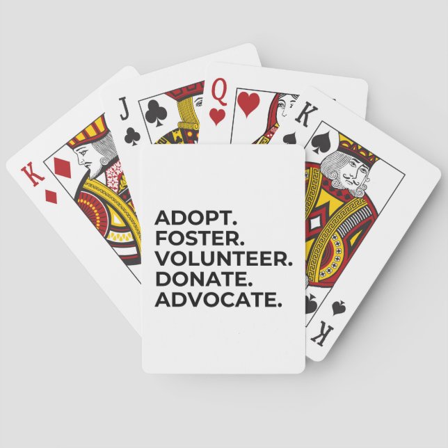 Adote. Cuide. Seja voluntário. Cartas de baralho (Verso)