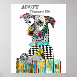 Adote um Poster de Cachorro Colorido - 16" x 20"