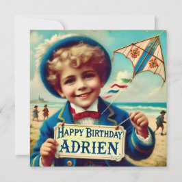 ADRIEN ~ Cartão de Aniversário ~ Kite Voadora ~ Ca