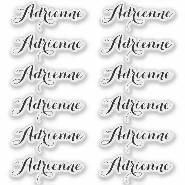 Adrienne — Adesivos de Nome em Letra Cursiva (Frente)
