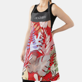 Adulto Apron: Abstrato deixa (vermelho) e Bar de t
