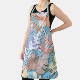 Adulto Apron: Folhas de Abstrato (azul)