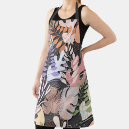 Adulto Apron: Folhas de Abstrato (cinza)