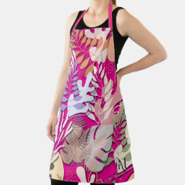 Adulto Apron: Folhas de Abstrato (magenta)