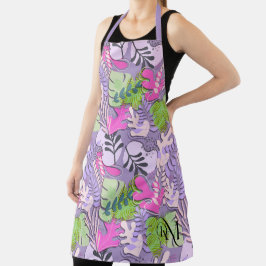 Adulto Apron: Folhas de Abstrato (roxo)