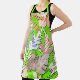 Adulto Apron: Folhas de Abstrato (verde)