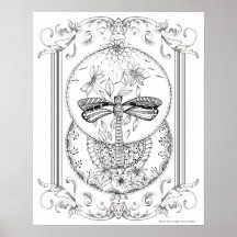 Adulto Coloração Poster "I Love Dragonflies Art"