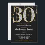 Adulto de Ouros Dourados de Convite para aniversár<br><div class="desc">Um aniversário de 30 anos elegante convite de festas em preto e ouro,  com grandes 30 diamantes e aparência de ouro junto com uma cortina de ouro brilhante. Para o aniversário de 30 anos ou mulher na sua vida.</div>