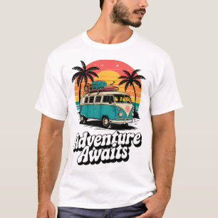 Adventure Aguarda Camper Retro Van T-Shirt Famíl