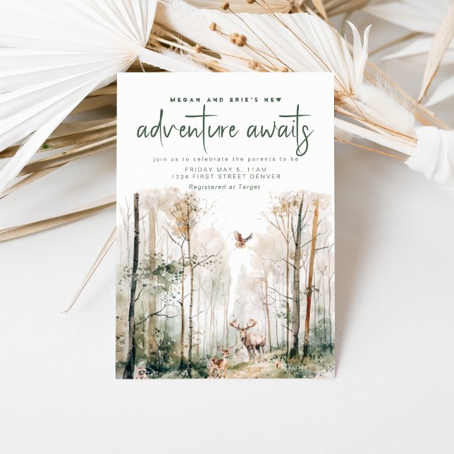 Adventure Aguarda Convite Para Chá de fraldas Wood (Criador carregado)