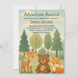 Adventure Aguarda Convite Para Chá de fraldas Wood