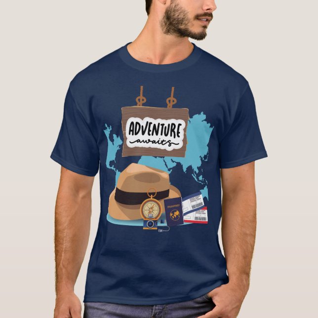Adventure Aguarda Viagem T-Shirt (Frente)