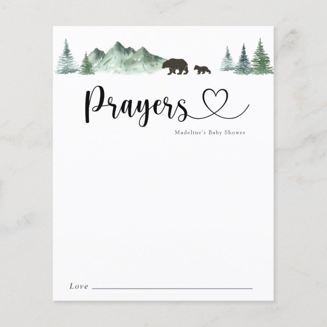 Adventure inicia Bear Baby Prayers Card (Frente)