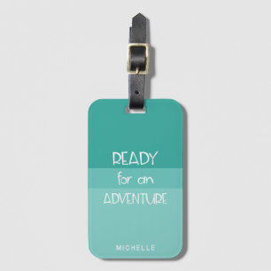 Adventure Ombre Teal   Etiqueta de bagagem monogra