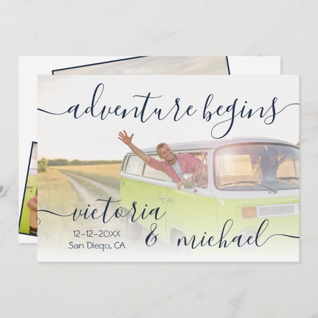 Adventure Wedding Foto Salvar data Convite (Frente/Verso)