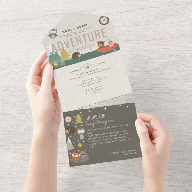 Adventure Woodland Books Chá de fraldas Neutro do  (Aba destacável)