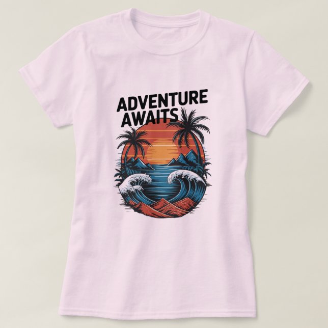  Adventures Await: Bold Exploration T-Shirt Design (Frente do Design)