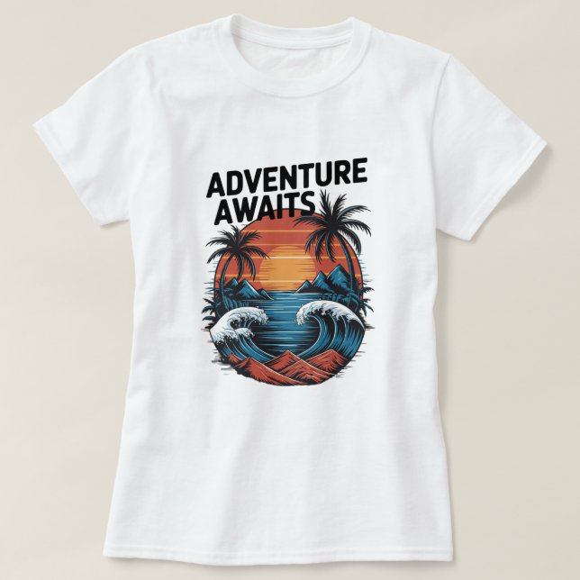  Adventures Await: Bold Exploration T-Shirt Design (Frente do Design)