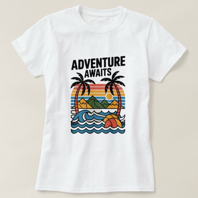  Adventures Await: Bold Exploration T-Shirt Design (Frente do Design)