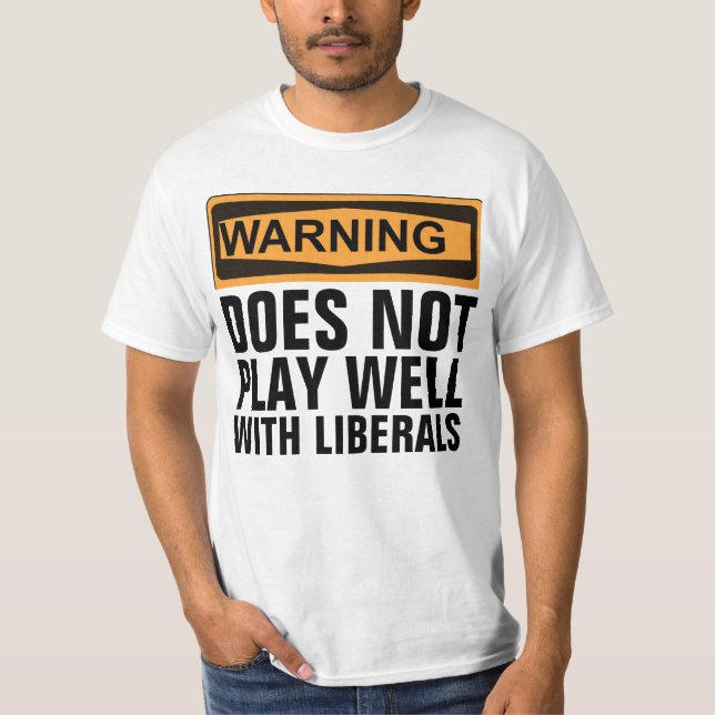 ADVERTÊNCIA NÃO JOGA BEM COM LIBERAIS T-SHIRTS (Frente)