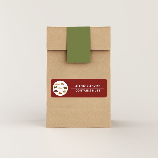 Advertência sobre a alergia Contém Loucos Etiqueta (Allergy Advice Contains Nuts Product Label Sticker)