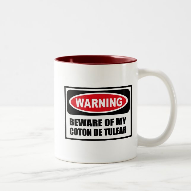 Advertir BEWARE de MEU ALGODÃO DE TULEAR Caneca (Direita)